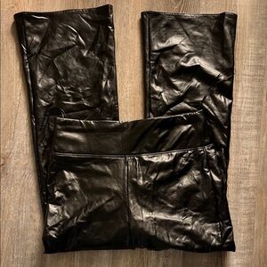 Vince Camuto | Black Faux Leather Flare Pants